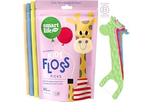 SmartLifeco Eco-Friendly Kids Flossers (200ct) - Dental Floss Picks for Children Made with Straw Wheat, Fluoride & PFA Free, Toothpick Flossing Sticks for Toddler Teeth, No Shred Thread, Unflavored