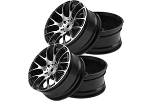 4Pcs Vgoohobby Aluminum Wheel Rims 12mm Hex Hub Width 26mm Compatible with 1/10 Tamiya TT-01 Kyosho RedCat Sakura HSP HPI 1/10 On-Road Racing Touring RC Drift Car (Black)