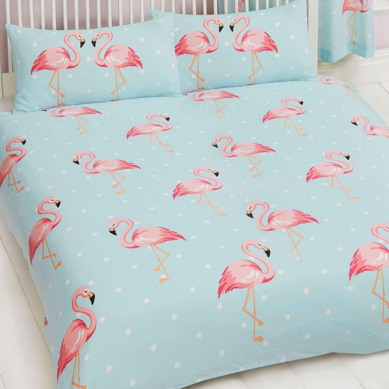FiFi Flamingo 2 Piece UK Double/US Full Sheet Set, 1 x Double Sided Sheet and 2 x Pillowcases