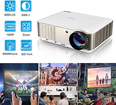 Proyector de video LCD HD 4500 Lumen Proyector de cine en casa con ...