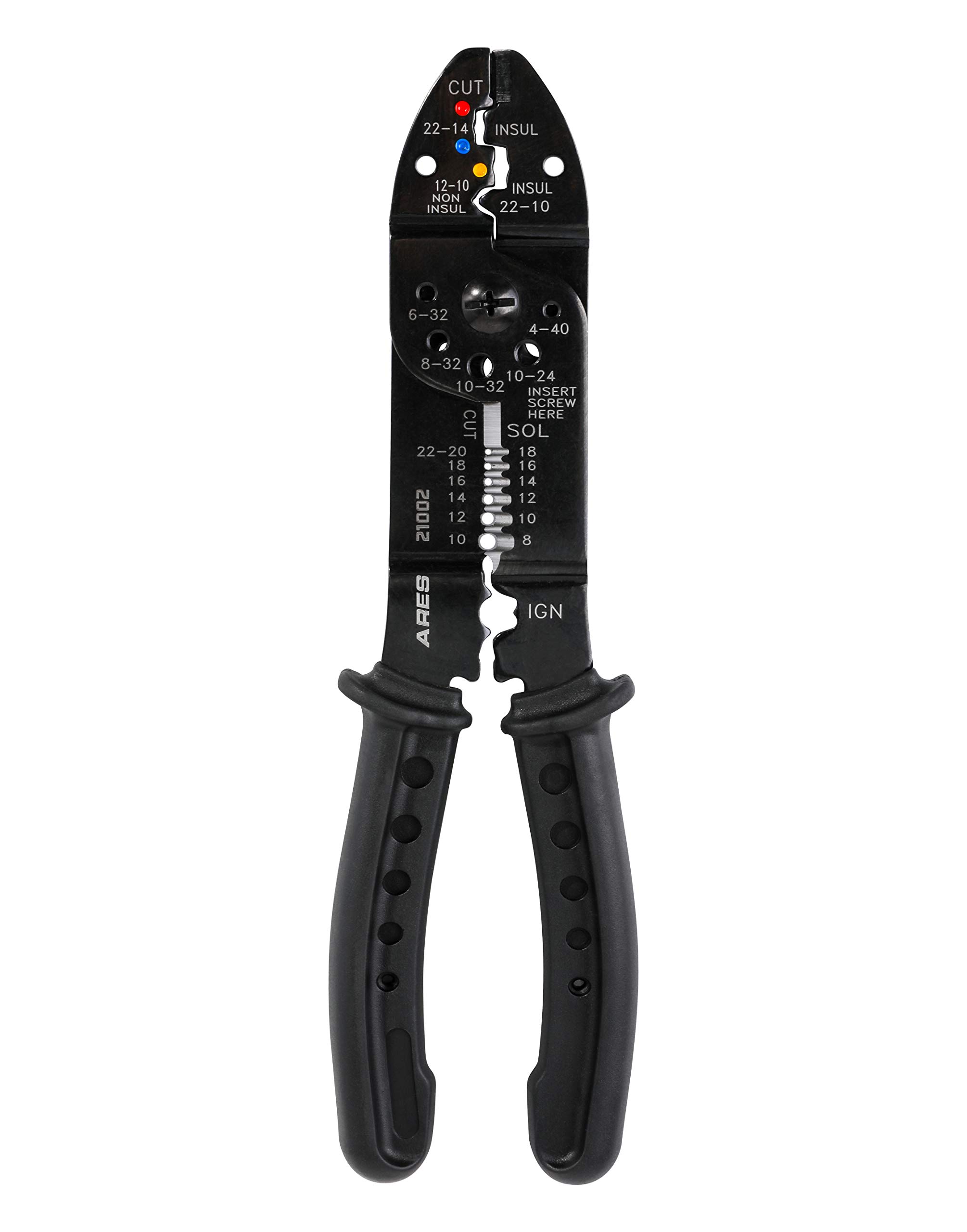 ARES 21002-9-inch Wire Stripper, Crimper, and Cutter Electrical Multi-Tool - Crimp Insulated, Non-Insulated and Ignition Terminals - Strip and Cut 8-22 AWG Stranded and 10-24 AWG Solid Wire