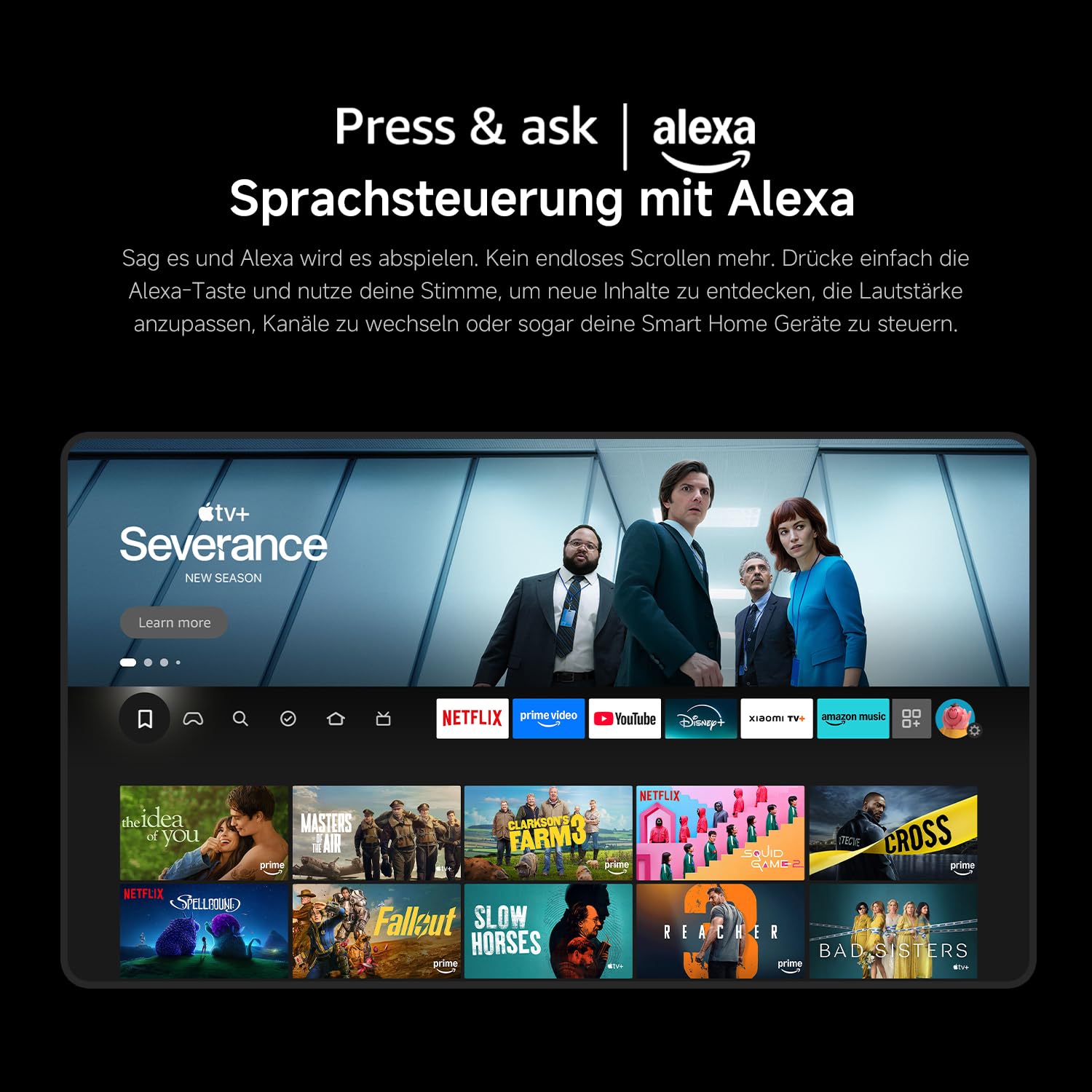 Xiaomi TV F Pro 75(190 cm), 4K UHD QLED, Smart TV, Fire OS8, Triple Tuner DVB-C/S/S2/T/T2,HDR10+, 60Hz mit 120Hz Game Boost Mode,MEMC,Sprachsteuerung mit Alexa,2GB+32GB,Kompatibel mit Apple AirPlay 9