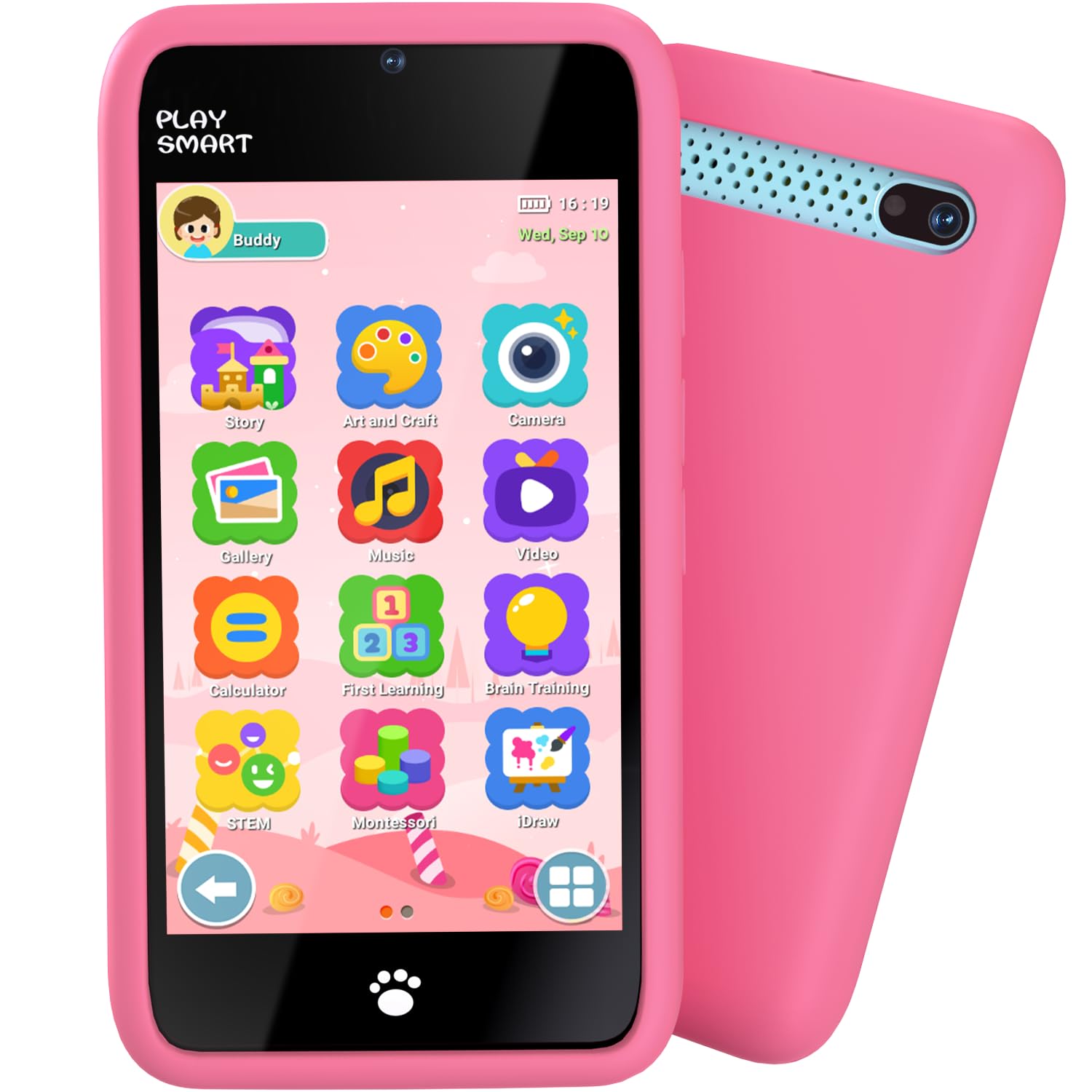 Photo 1 of *** Factory sealed MOMILLA Toys Kids Smart Phone for Girls, 3.97" Cell Phone with Dual Cameras, Stickers & Frames, 200+ Games, 16GB Storage, Educational Mini Toddler Play Toy, Birthday Gift for Kids Age 3-10