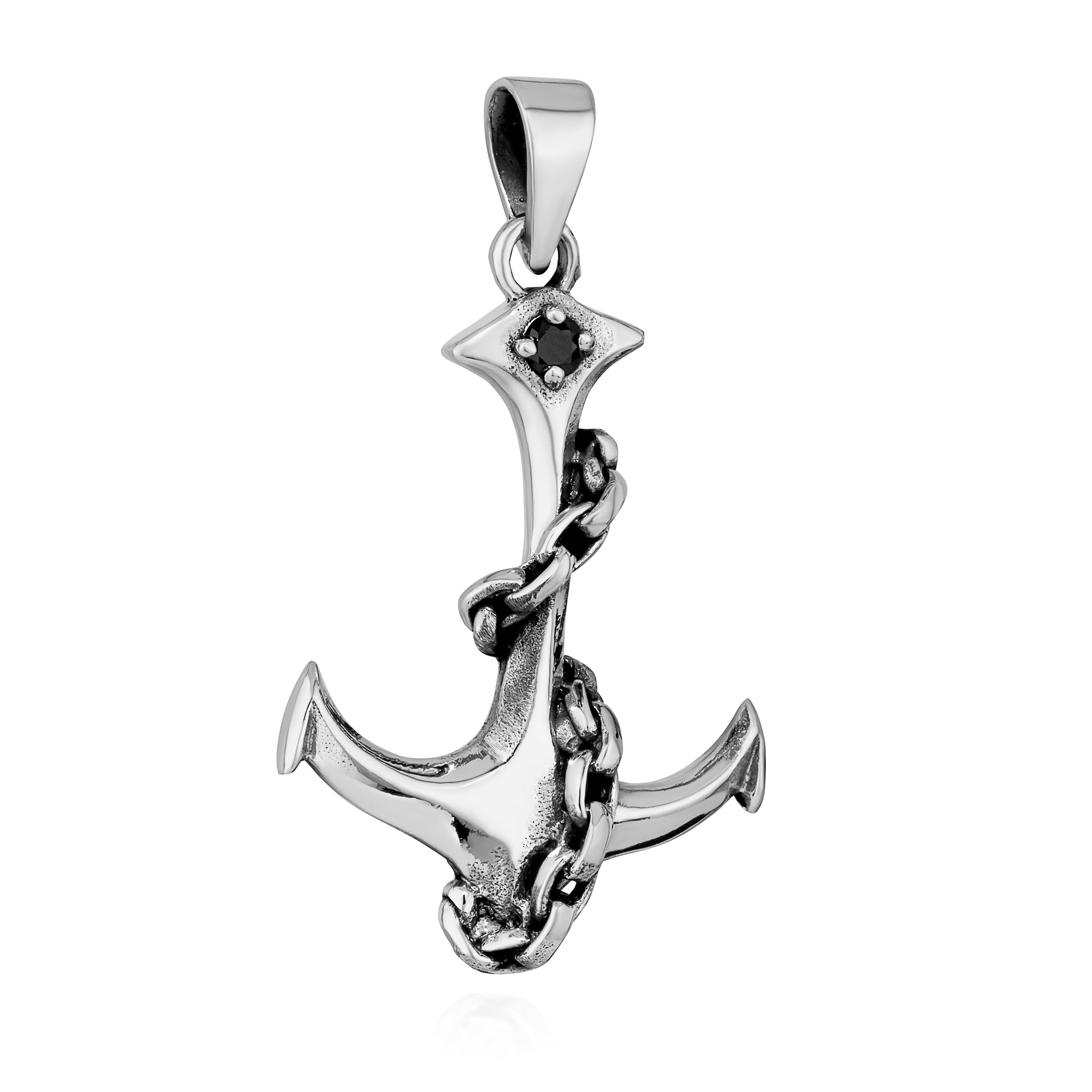 NKlaus Original 925 Sterling Silver Chain Pendant Anchor with Solitaire Zirconia 7363