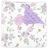 SWESEN Baby Blanket for Girls, Super Soft Double Layer Minky Blankets with Dotted Backing, Purple Floral Toddler Newborn Nursery Bed Blanket, 30 X 40 Inches