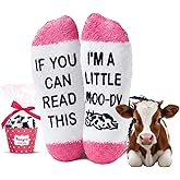 HAPPYPOP Cow Print Socks for Women - Fuzzy, Funny Horse Gifts for Teen Girls & Animal Lovers