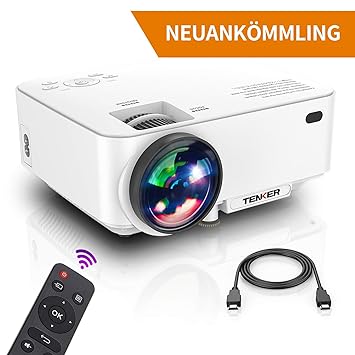 TENKER T20 + (Upgrade) 2000 Lumen LCD Mini Beamer, Tragbare Heimkino Projektor Unterstützung 1080P HDMI USB SD Karte AV VGA f