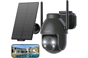 ieGeek Solar Security Cameras Wireless Outdoor, 360°PTZ 2.4G WiFi Camera System for Home Exterieur Surveillance, Battery Powe