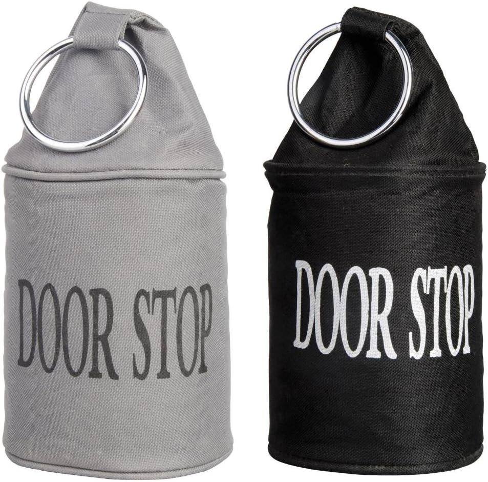 Esschert Design LH146 Door Stopper Ring Black Grey Canvas Sand Filled 2 Pack