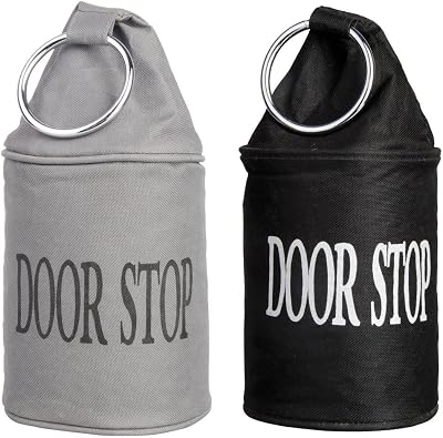 Esschert Design LH146 Door Stopper Ring Black Grey Canvas Sand Filled 2 Pack