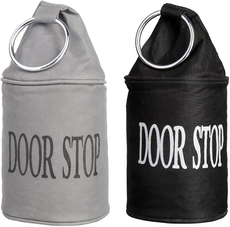 Esschert Design LH146 Door Stopper Ring Black Grey Canvas Sand Filled 2 Pack