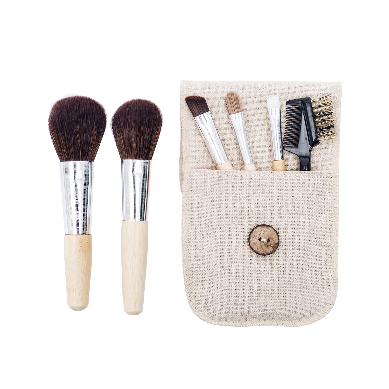 Natural Bamboo Makeup Brushes 6pcs Mini Cosmetic Makeup