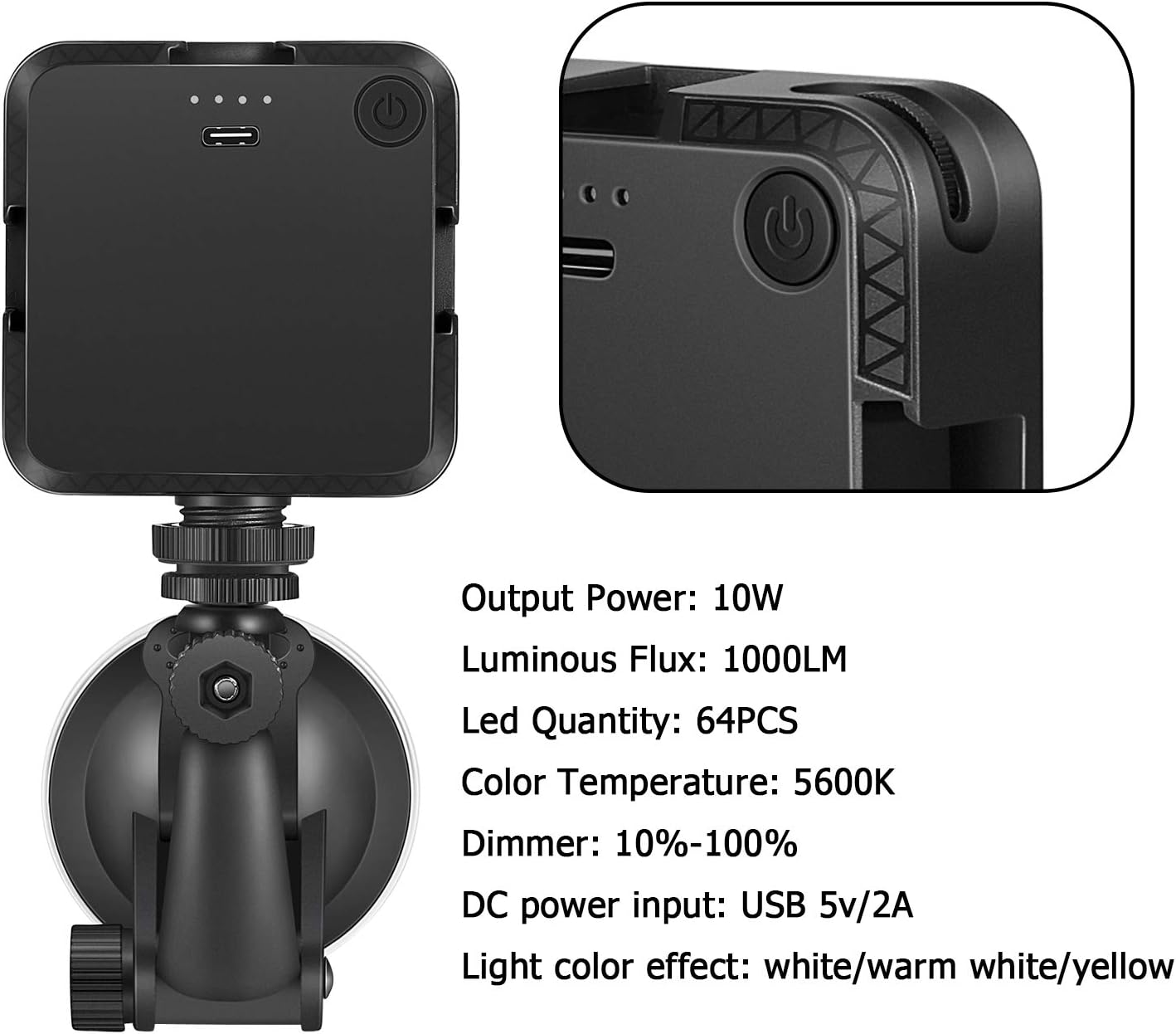 Video Conference Lighting Kit, Foxin Light for Video Conferencing, Lighting for Video Conferencing/Remote Working//Zoom Calls/Self Broadcasting/Live Streaming, Stronger Suction with Tape : Camera & Photo