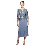 Alex Evenings Women's Tea Length Mock Jacket Dress
