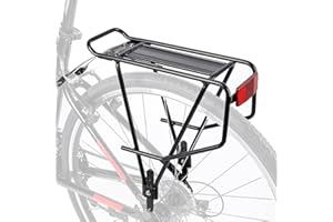 KONG MING CAR Rear Bike Rack - Bike Cargo Rack for Flat Mount Disc Brake/Non-Disc Brake Mount - Large Capacity Bicycle Pannier Rack (Narrower)