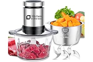 Kitchen in the Box 400W Electric Meat Grinder & Food Processor, Food Choppper upgraded Full-Copper Motor, with 2 Bowls (8 Cup