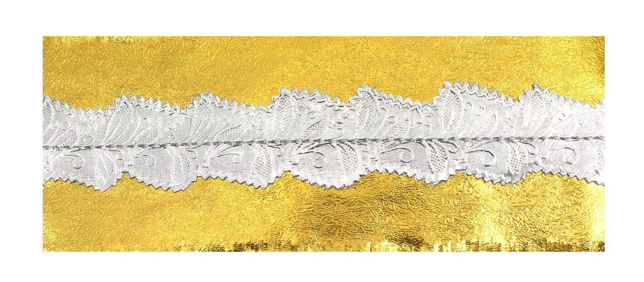 Creative Party AHX78 White Silver and Gold Cake Frills-1 Pc