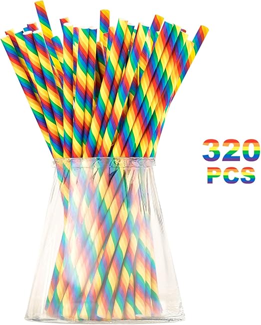 Amazon Com Biodegradable Rainbow Paper Straws For Party Supplies