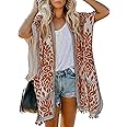 Dokotoo Womens 2025 Summer Beach Hawaiian Vacation Long Kimono Cardigans Swimsuits Cover ups