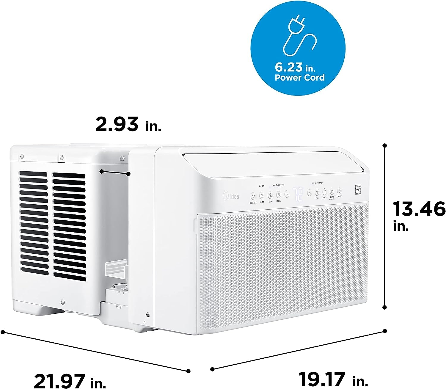 Midea 12,000 BTU U-Shaped Smart Inverter Window Air Conditioner, Cools up to 550 Sq.Ft., Ultra Quiet, Works with Matter/Alexa/Google Assistant, Open Window Flexibly,Energy Savings,Remote Control,White