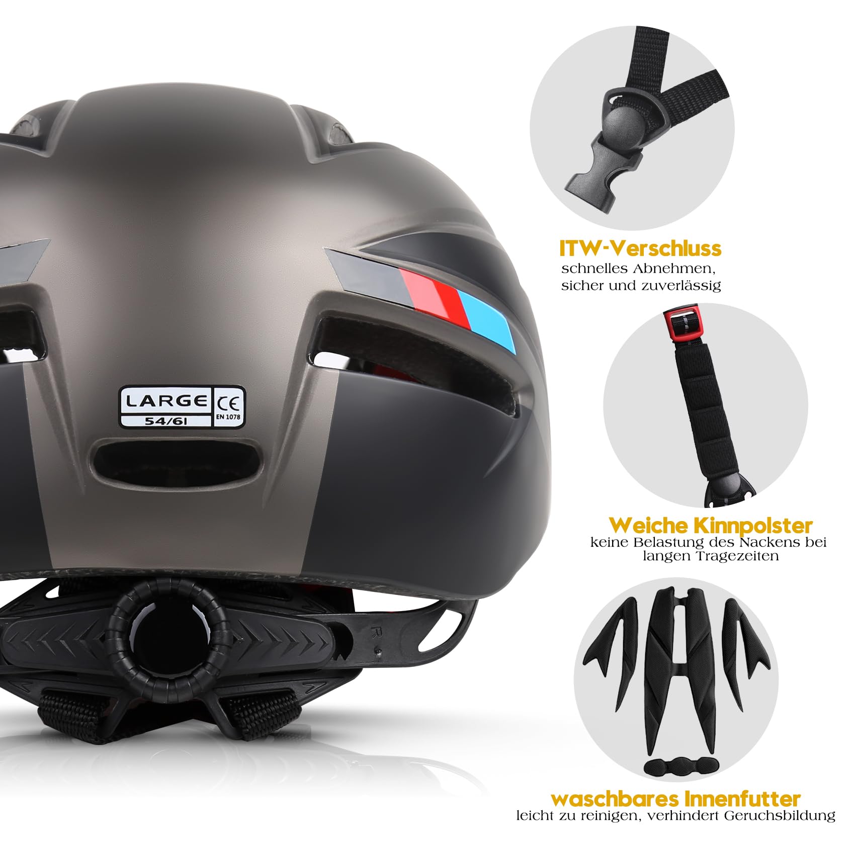 Fahrradhelm Herren Damen mit Abnehmbarem Magnetischem Visier, Ultraleichter Verstellbarer Bike Helm, Atmungsaktiver Radhelm für Erwachsene 5