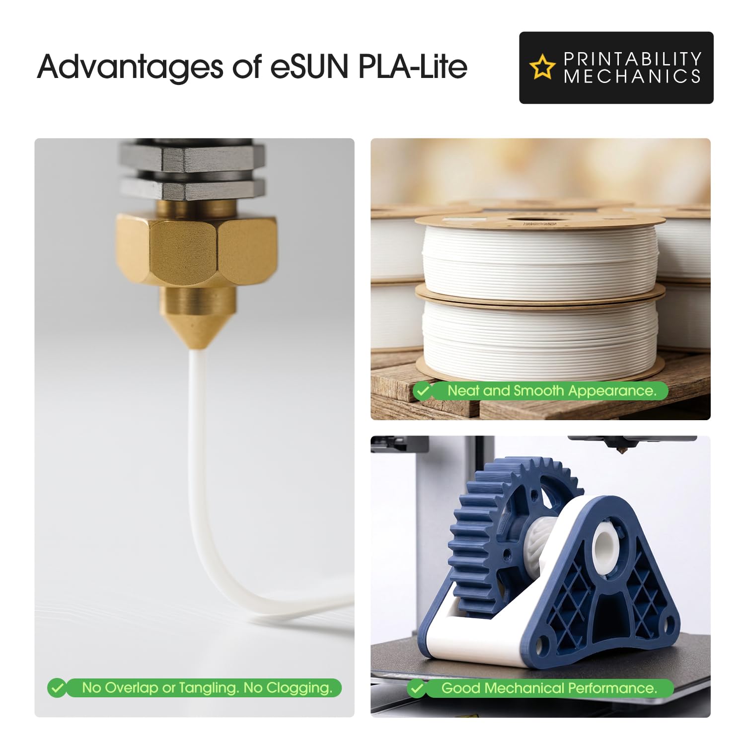 eSUN PLA Filament 1.75mm, Modifiziertes 3D Drucker Filament PLA, Maßgenauigkeit +/- 0.03mm, 1KG pro Spule, 4 Spulen 3D Druck Filament für 3D Drucker, Kaltes Weiß 2