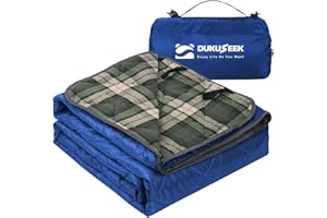 DUKUSEEK Hooded Outdoor Blanket, Waterproof Camping Blanket, Quilted, Thick Fleece, Warm, Windproof, Sand Proof, Portable and Wear-Resistant, Perfect for Stadium, Picnic, Camping