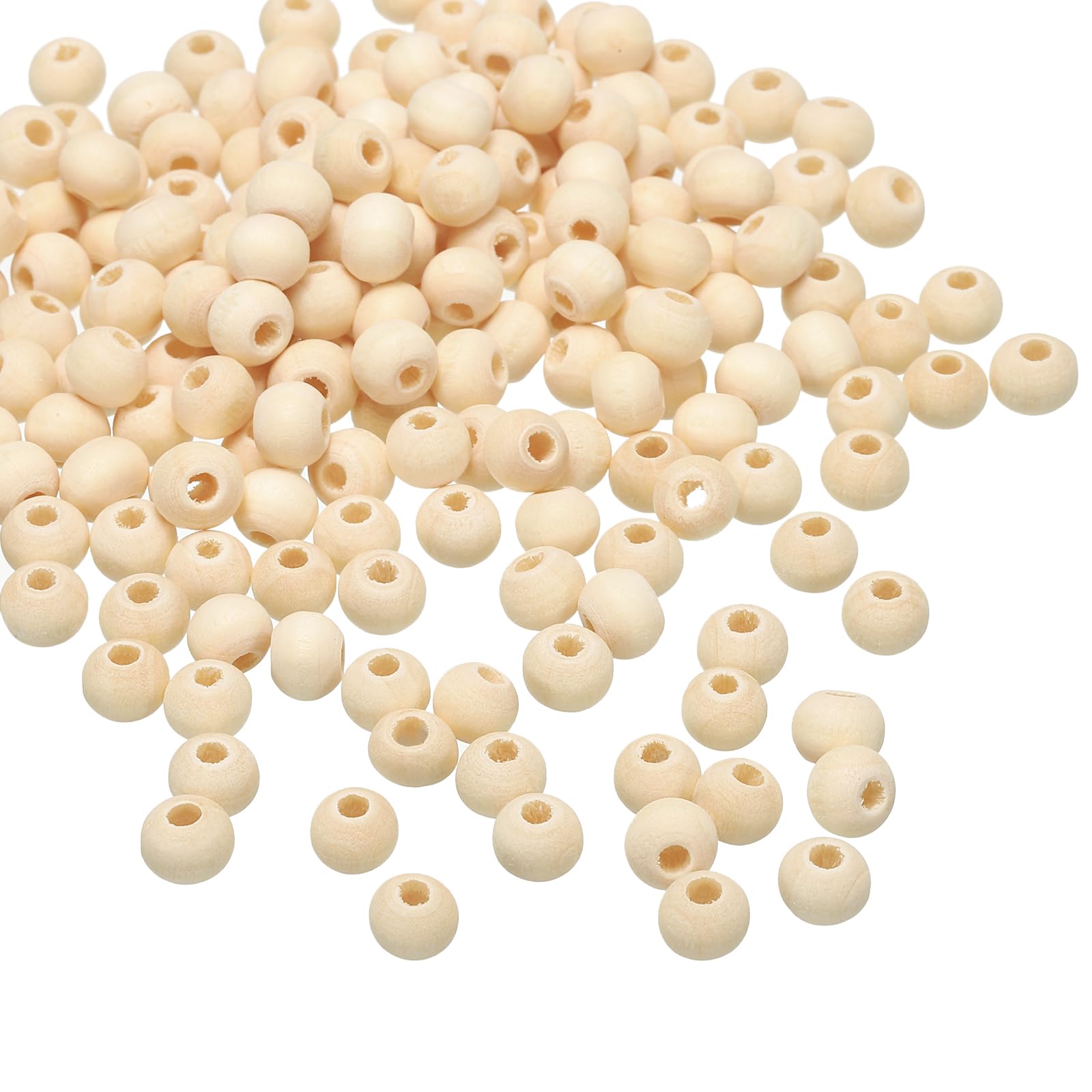 PATIKIL 6mm Wood Color Round Wooden Beads, 500 Pack for DIY Craft Jewelry Making Home Decoration