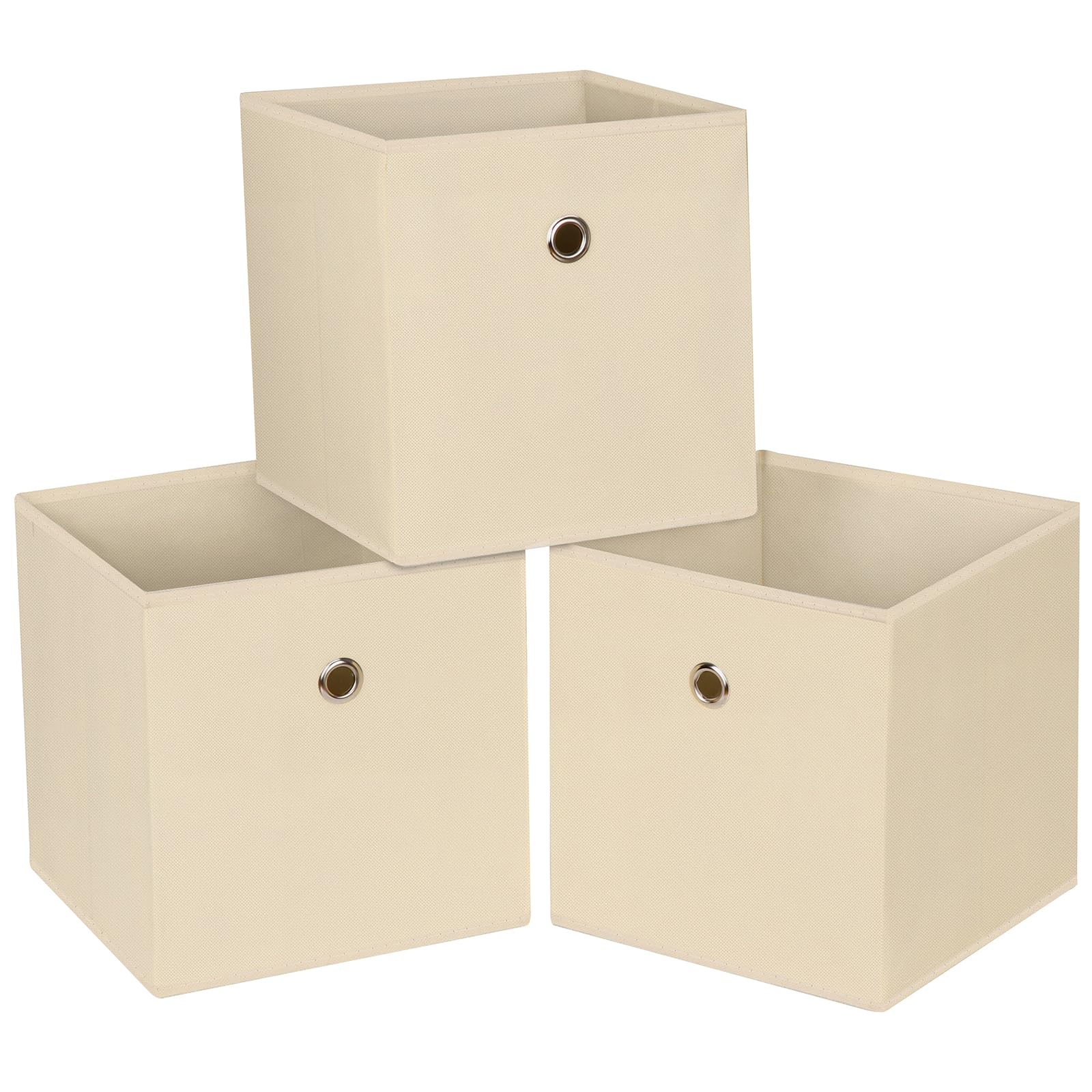 Photo 1 of NieEnjoy Foldable Storage Cubes Bins ,11 Inch Cloth Storage Cube Fabric Storage Box Cubes Organizer Baskets with Handles for Home Organizer Set of 3 (Creamy-White)
