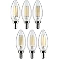 Satco S21366/06 4-Watt LED E12 Light Bulbs, 2700K, 15000 Hour Rating, Dimmable, 6 Pack
