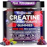 Swing Arm Creatine Monohydrate Gummies 8000 mg for Men & Women, 120 Creatine Gummies for Muscle Growth, Strength & Recovery, Sugar Free Pre-Workout Supplement - Raspberry & Blueberry Flavor
