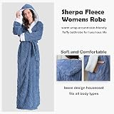 Oksun Womens Long Hooded Fluffy Fleece Bathrobe XL Winter Warm Blue view 4