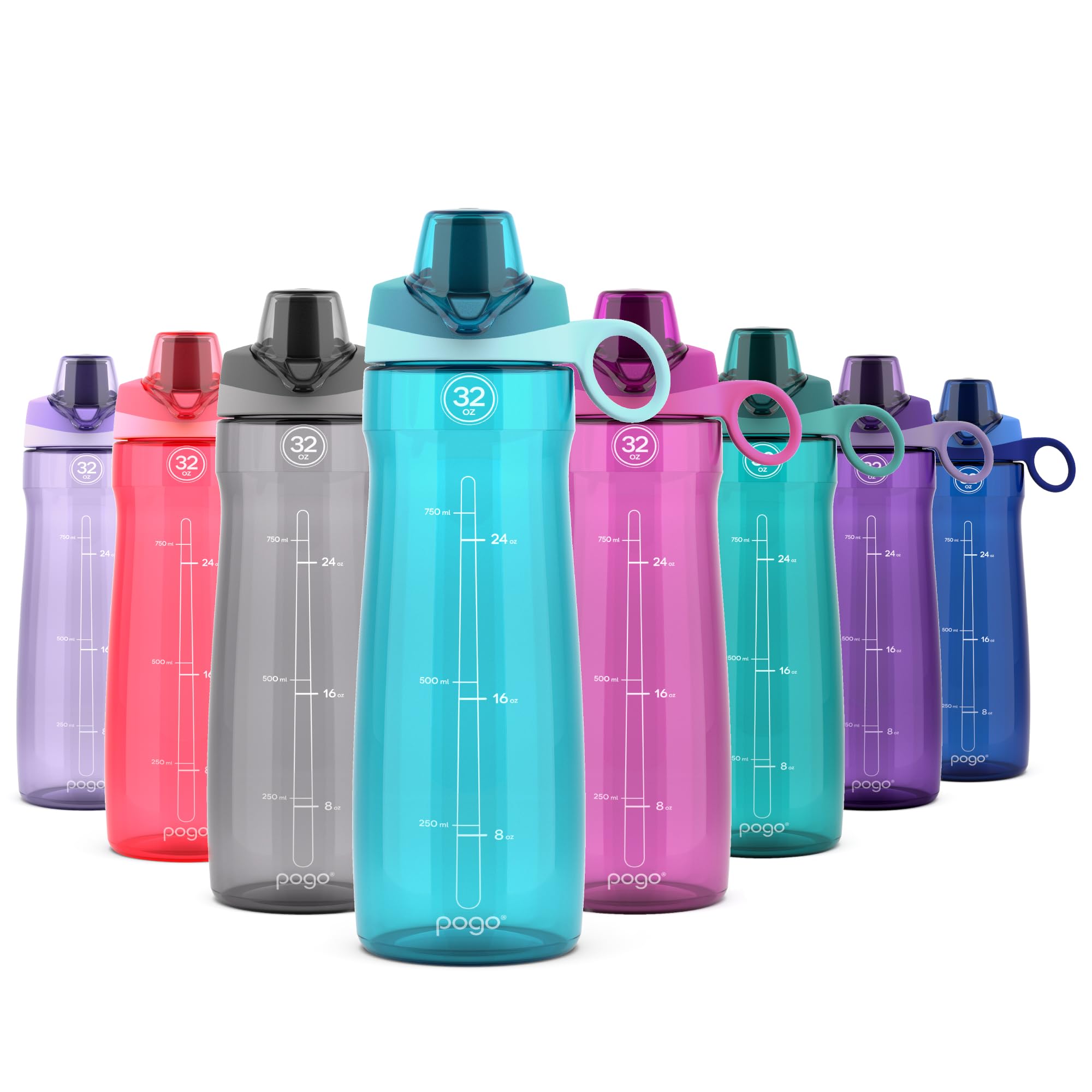 Photo 1 of Pogo BPA-Free Plastic Water Bottle with Chug Lid, Blue Atoll, 32 oz.