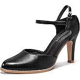ChicSteps Womens Chunky High Heels Closed Toe Ankle Strap Pumps Vintage Shoes