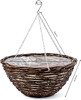 Kingfisher 12in Dark Rattan Hanging Basket Best Price Square view 2