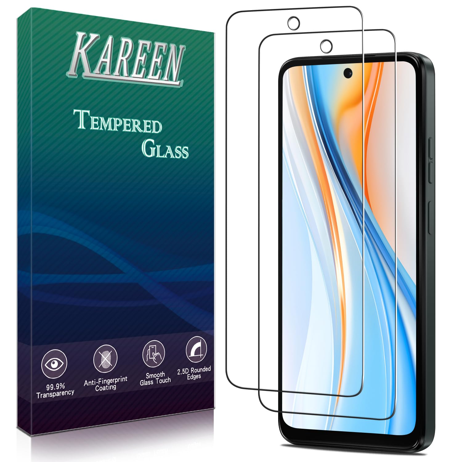 KAREEN 2 Pack Screen Protector for Motorola Moto G 5G 2025 Tempered Glass Film, 9H Hardness, Anti Scratch, Bubble Free, Easy Installation, Case Friendly