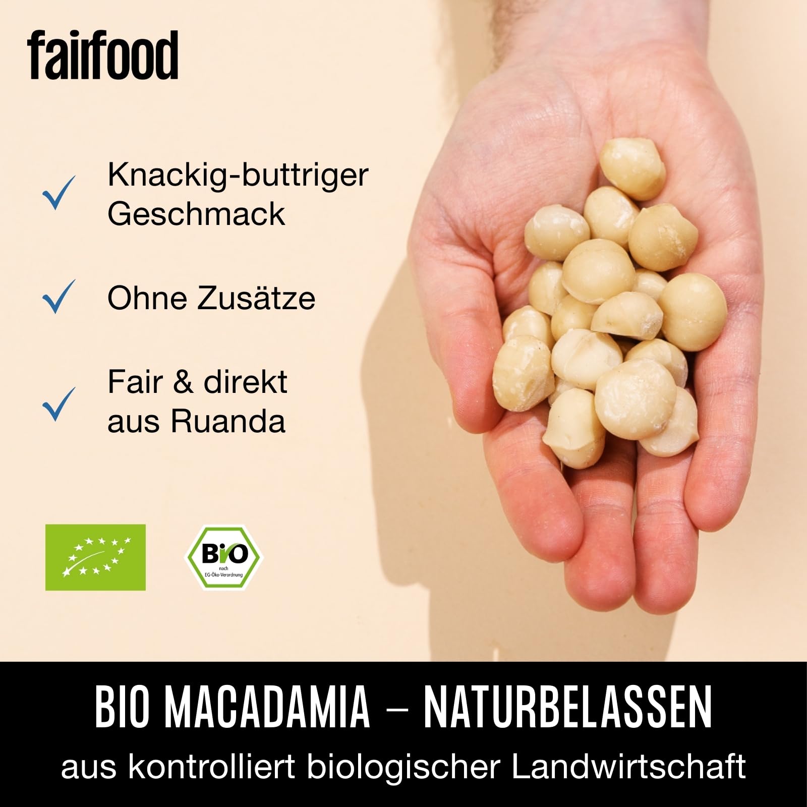 fairfood Bio Macadamianüsse naturbelassen 500 g – Fair & vegan – ungesalzen & ohne Zusätze – knackiger Snack – aus eigenem Projekt in Ruanda 2