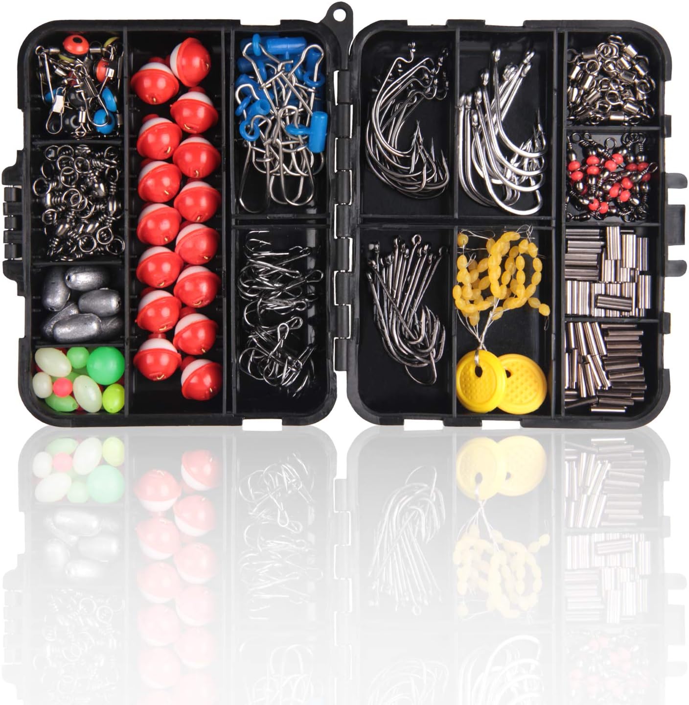 JSHANMEI Fishing Accessories Tackle Kit - Fishing Hooks, Swivel Snap, Sinker Weight, Fishing Beads, 3 Way Swivel Fishing for Freshwater Saltwater Terminal Tackle Box (286PCS) : Sports & Outdoors