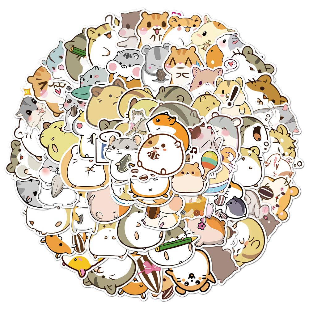 100Pcs Cute Chubby Hamster Stickers for Water Bottles Tumbler Luggage Skateboard Bumper Scrapbook Mug, Sticker Gift for Kids Teens Adults