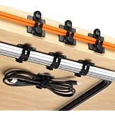 Viaky Adjustable Cable Management Under Desk,10-Pack,Adhesive Cable Clips | 10 Wire Management Holder with 10 Cable Ties &amp; 10 Screws,5 Cable Straps,Wire Organizers for Cords Home Office Behind TV