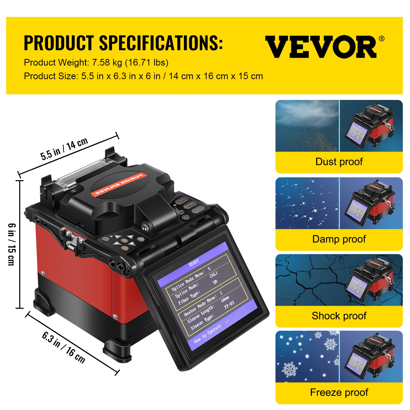 Vevor Fusion Splicer Automatic Focus JW4108S FTTH Fiber Optic Fusion Splicer 5 Inch Digital LCD Screen Fusion Splicer Machine Fiber Cleaver Kit: Tools & Home Improvement