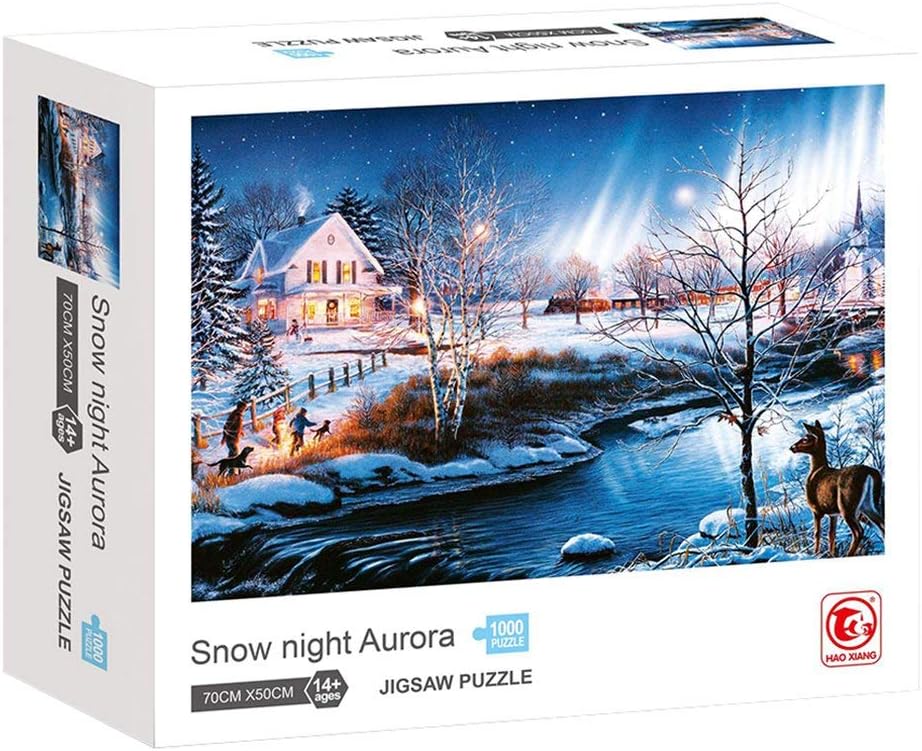 Lsooyys 1000 Pieces Jigsaw Puzzles For Adults, Educational Jigsaw Puzzles Toys,Brain Challenge Puzzle, Themes Puzzle Sets for Family Children Kids(Snow Night Aurora 321)