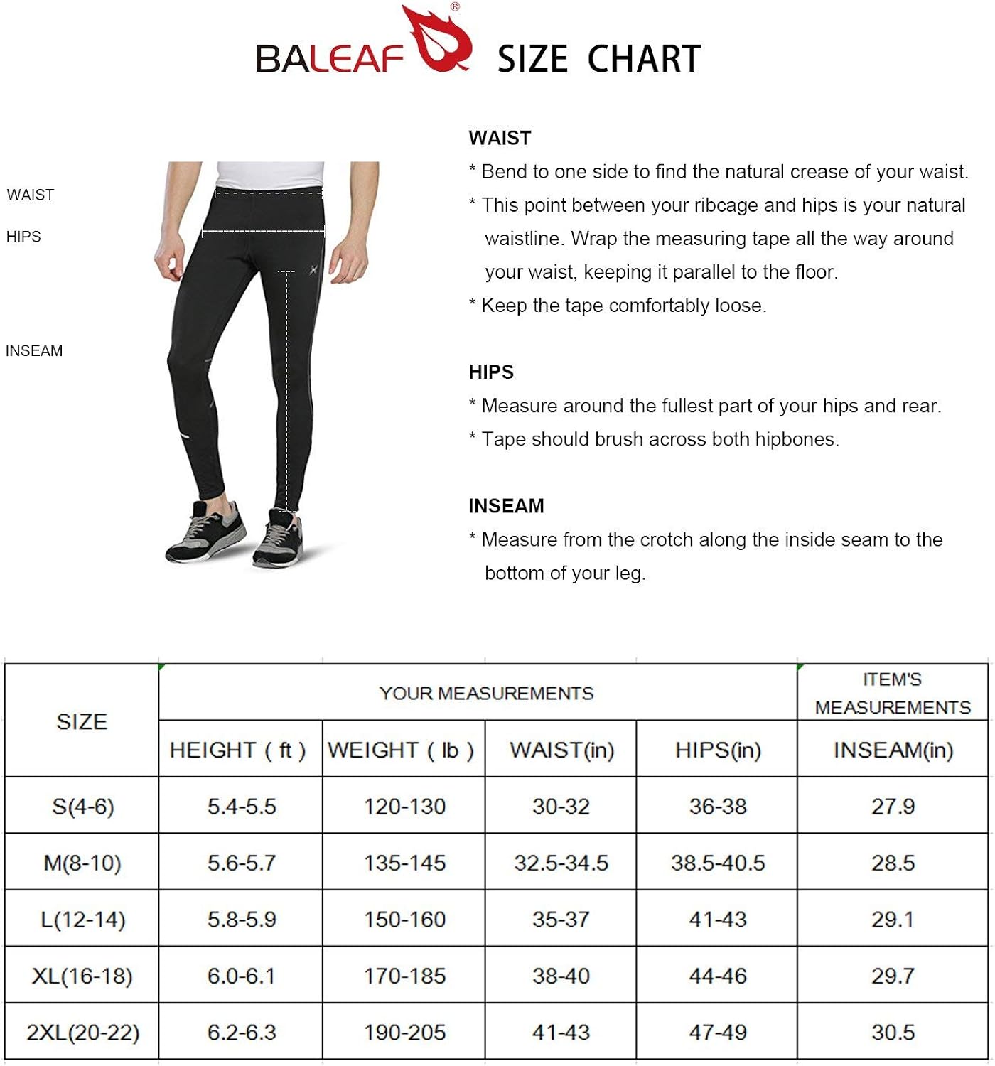 BALEAF Men's Thermal Running Tights Athletic Cycling Pants Fleece Cold Weather Outdoor Bike : Clothing