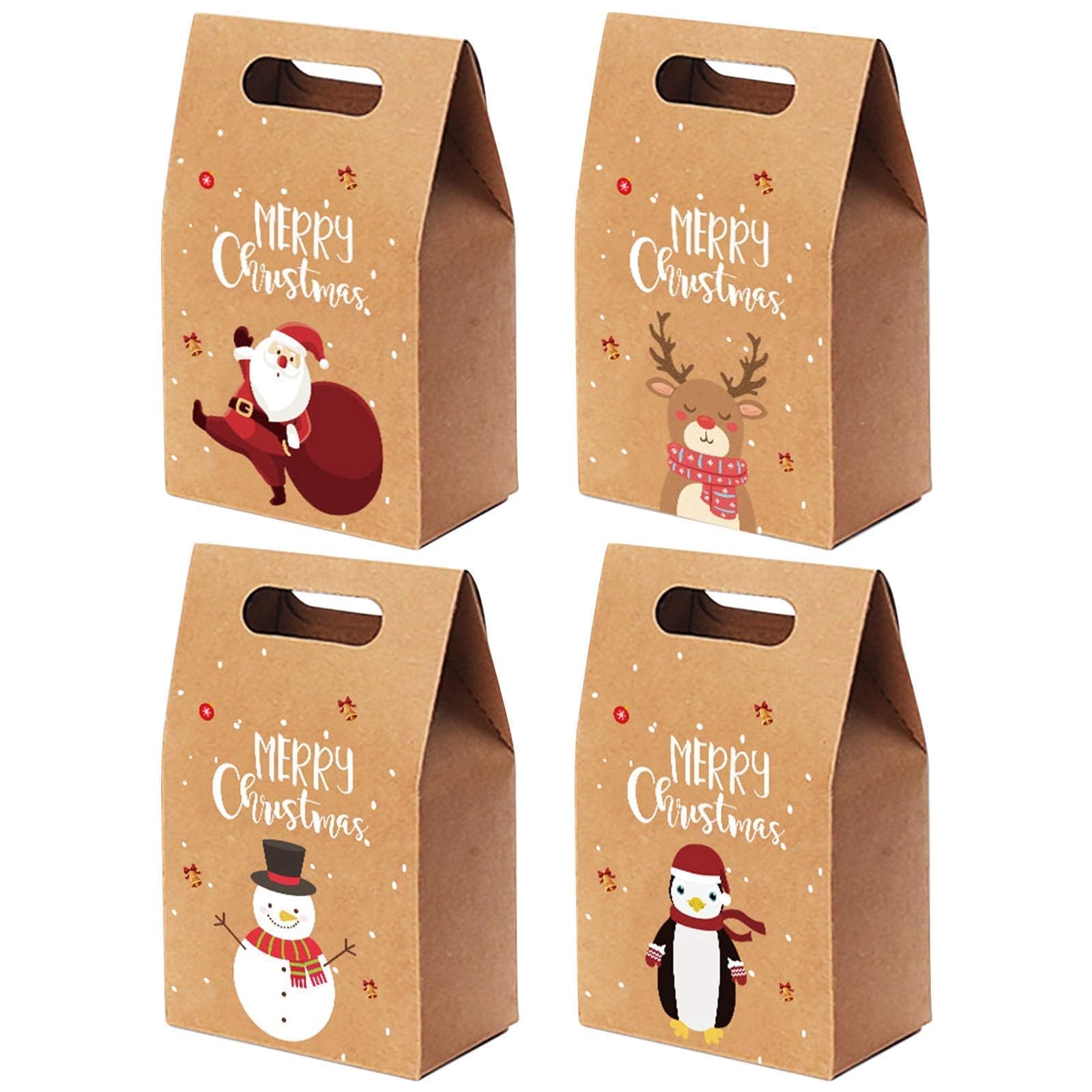 Kalolary Xmas Gift Bags - 4 Pack Christmas Paper Bags with Handles for Gift Wrapping & Party Decorations