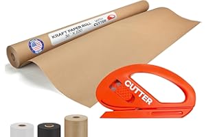 Brown Kraft Paper Roll 36" x 1200" (100 feet) with Cutter - USA-Made Quality Paper 50lb Thickness for Wrapping, Packing, Moving, Shipping, & Crafts/Arts - Natural Kraft Material by IDL Packaging