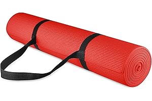BalanceFrom All Purpose 1/4-Inch High Density Anti-Tear Exercise Yoga Mat with Carrying Strap and Yoga Blocks, Multiple Color