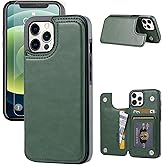 JOYAKI Wallet Case Compatible with iPhone 12 Pro/12,Slim Protective case with Card Holder,Premium PU Leather Card Slots Case with a Screen Protective Glass for iPhone 12pro/12(6.1")-Grass Green