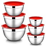 E-far Mixing Bowls with Lids, 12-Piece Stainless