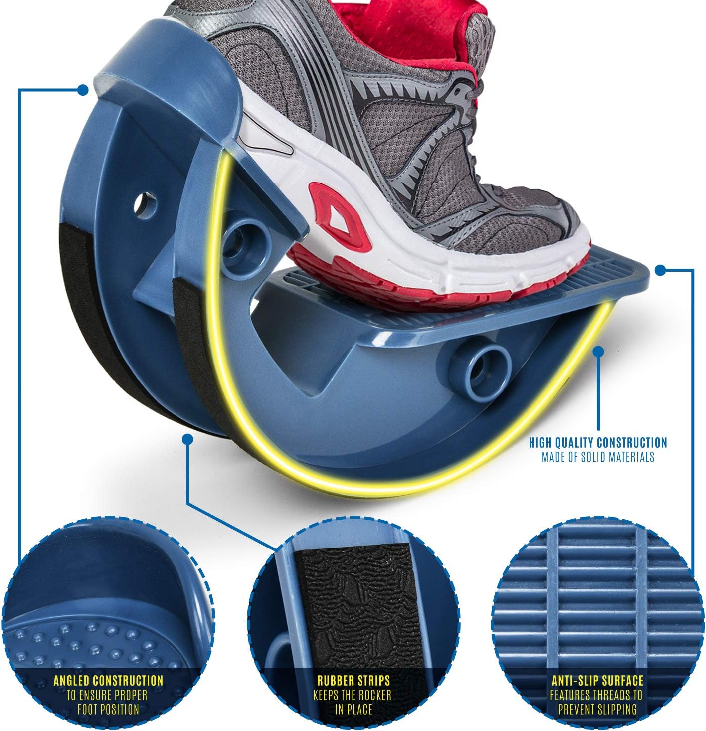 Yes4All Foot Rocker – Calf Stretcher for Pain Relief with Options Available (D. Navy – Unilateral – Plastic): Sports & Outdoors