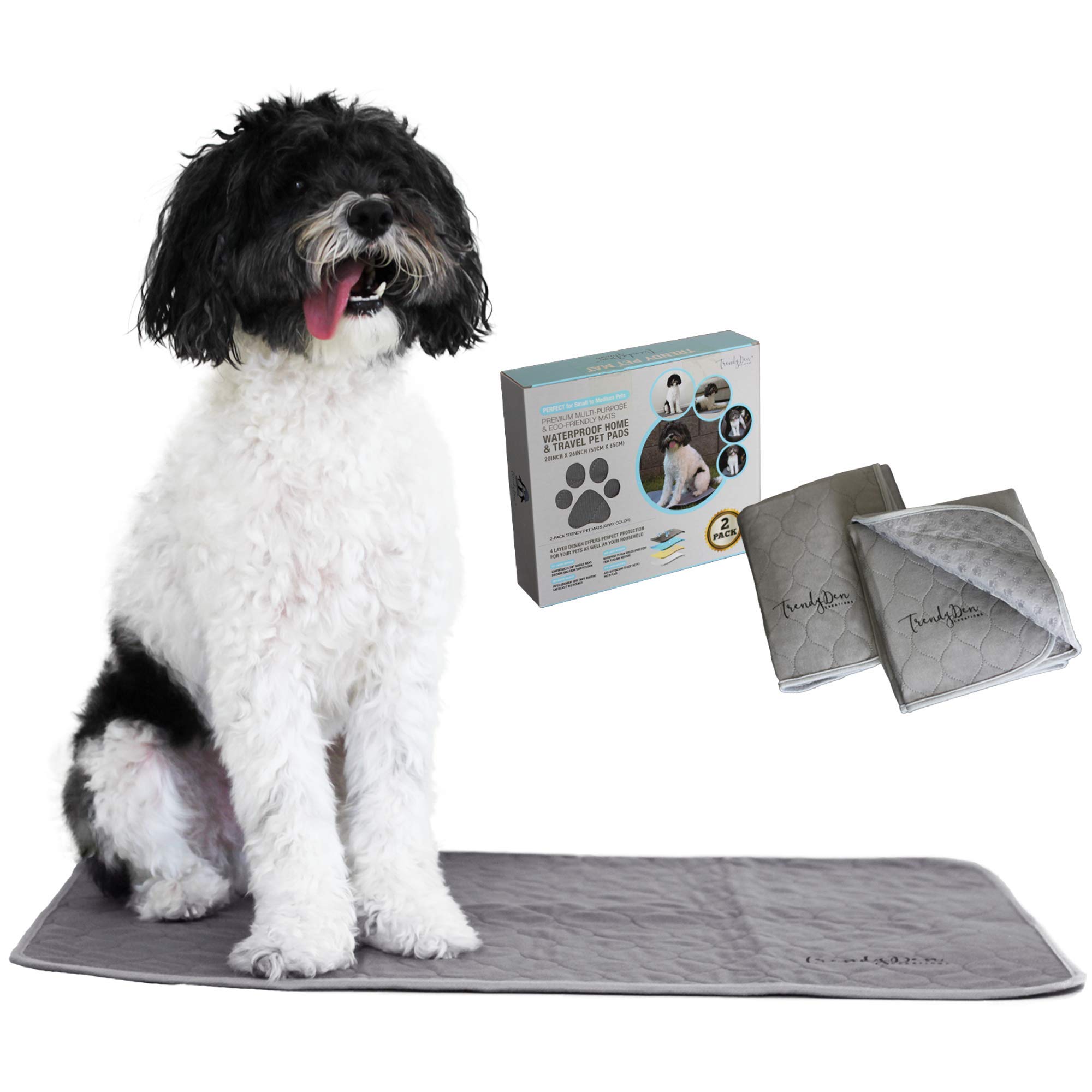 TRENDY DEN CREATIONS - Washable Pee Pads for Dogs - Reusable Puppy Training Pads - 2 Pack Dog Training Pads - Dog or Cat Bed - Whelping Pads Dog Kennel or Crate Puppy Pee Pads